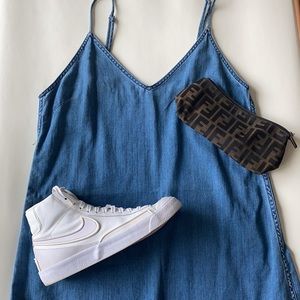 Aritzia Wilfred Free denim trapeze dress